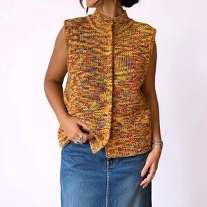 Vintage 90s Talbots Multi-Color Wool Blend Knit Sweater Vest XL